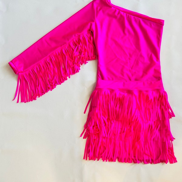 Fringe Skirt|One Shoulder Fringe  Sleeve Leotard (Sold Separately) - More Colors Available! Girls skirts|fringe skirts|Wholesome Goods