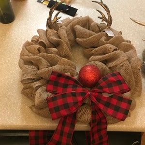 Reindeer burlap wreath image 1