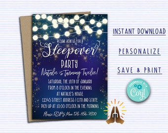 sleepover invitation etsy
