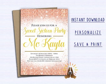 sweet 16 invitation etsy