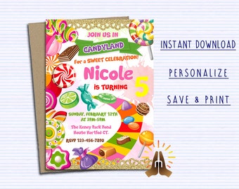 candyland invitation etsy candyland invitations