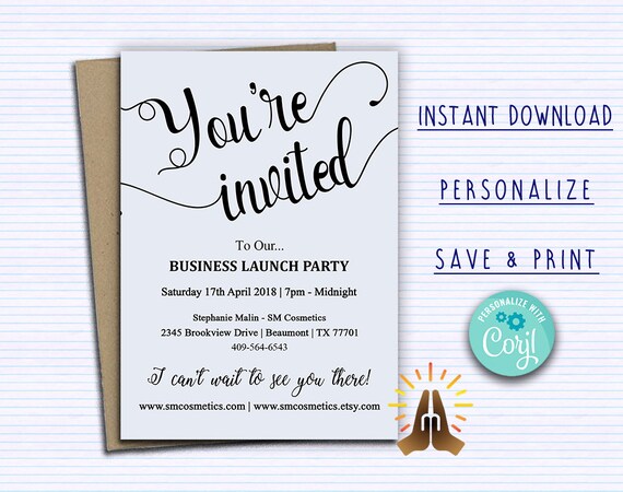 Business Launch Invitation Editable Business Template | Etsy