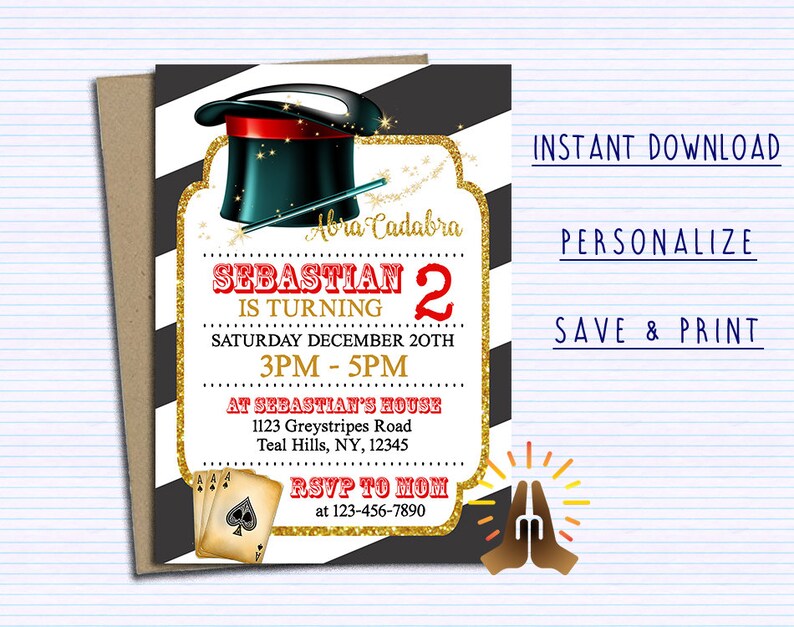 Magic Invitation Magic Birthday Invitation Editable Magic Etsy