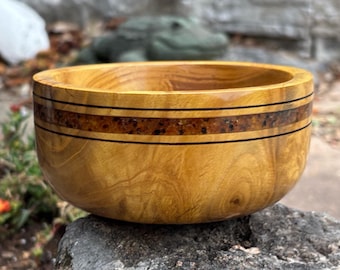 Handmade Mulberry Bowl with Genuine Amber Inlay