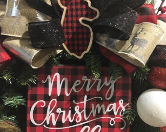 Rustic Christmas Wreath, Farmhouse Christmas Wreath , Buffalo Plaid Wreath , Country Christmas Wreath, Christmas Wreath