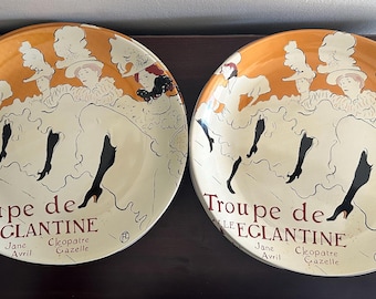 Toulouse-Lautrec Stoneware Plates: Moulin Rouge Can-Can Dancers, Set of 4