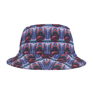 Hot Pink Psychedelic Rainbow Waterfall Bucket Hat |Trippy TyeDye Festival Style