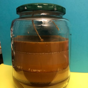 Earth Candle: Tobacco Amber Scented, Brown Candle in Recycled Jar