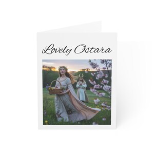 Ostara Grußkarten (Weiß) Pagan Sabbat Frühling Tagundnachtgleiche 1, 10, 30, 50 Stück, Feiertags-Briefpapier-Set,