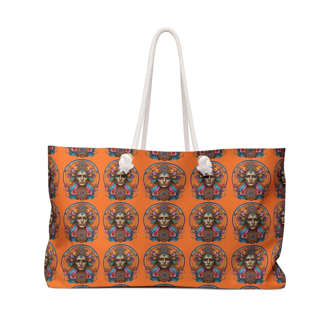 Sac Rond Moyen Boho Hippie à Motifs Floraux - Tissu Laine, Double Anse, Style Décontracté