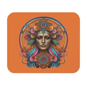 Goddess Mouse Pad (Crusta), Psychedelic Art Rectangle Mat, New-Age Pagan Desk Accessory, Magic Mousepad, Spiritual Gift