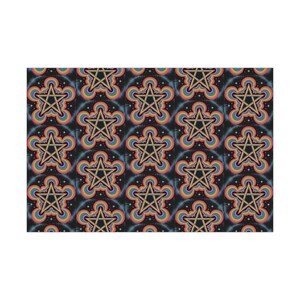 Papier do pakowania prezentów - Pagan Rainbow Psychodeliczny Pentagram Sabbaths Yule, Materiały rzemieślnicze, Pakowanie na święta, Dekoracje świąteczne, Motyw czarownictwa,