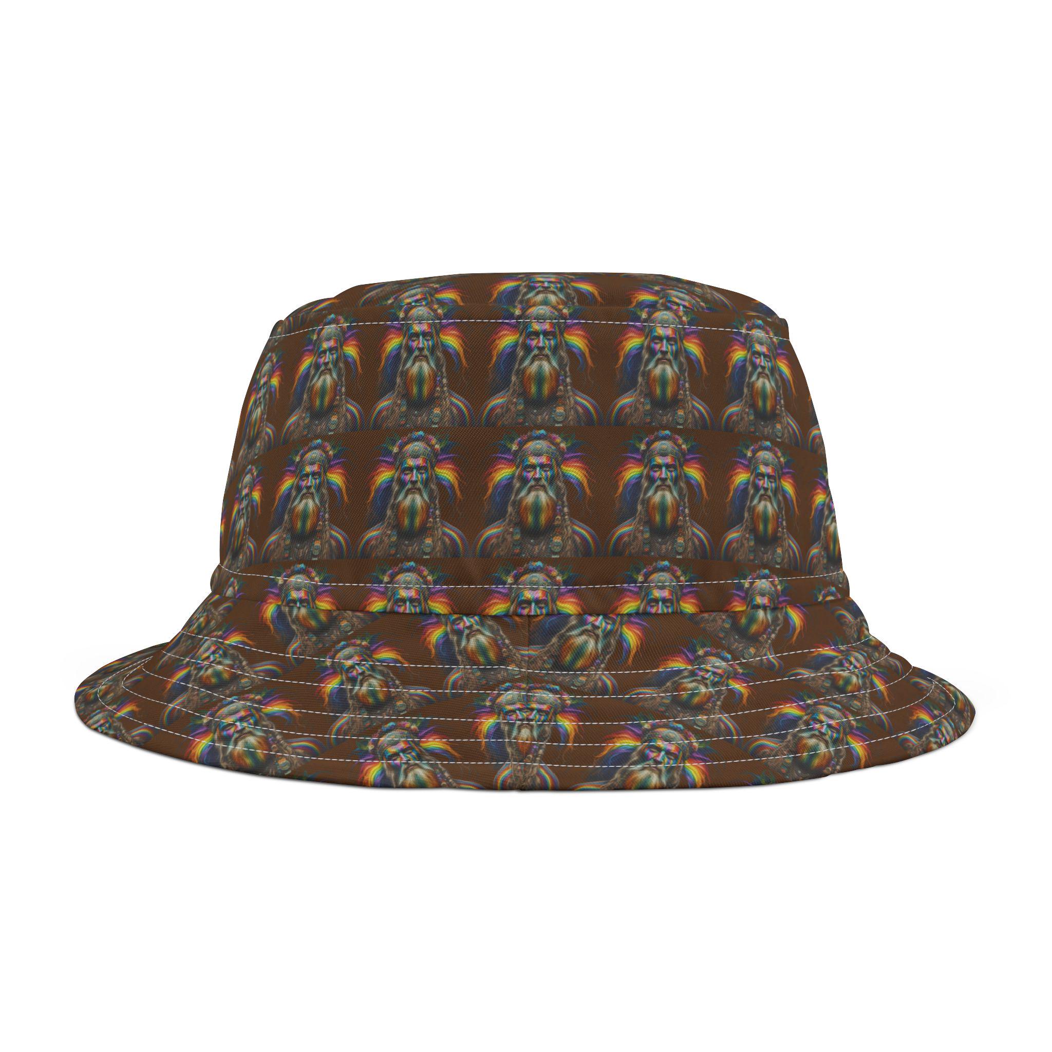Bucket Hat, (brown) God Witchy Wear, Hippie New-age Boho