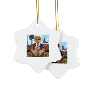 Trump Gangster Ornament(White) Funny Donald Trump Christmas Decor| Political Holiday Gift|Bold MAGA Tree Decoration | Patriotic Ornament USA