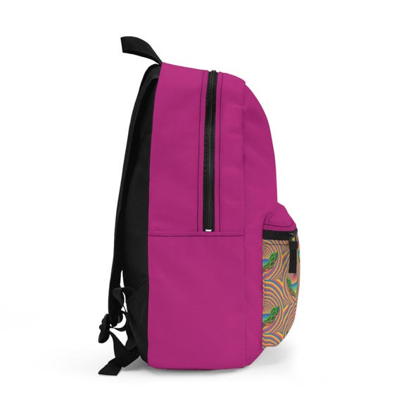 Vibrant Pink Retro Backpack: Funky School Travel Daypack - Etsy display picture 2