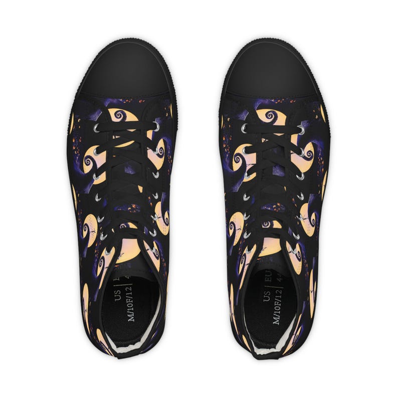 L'Étrange Noël de nos jours Baskets montantes Chaussures design, Baskets d'Halloween, Chaussures gothiques, Chaussures punk rock, Streetwear pour hommes image 3