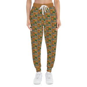 Tropical Print Athletic Joggers: Lightweight Lounge Wear