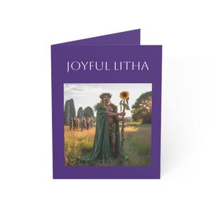 Tarjetas de felicitación Litha, (morado) Dios del Cuerno Solar del Solsticio de Verano, Sabbath Pagano Wiccan, 10, 30, 50 piezas, Tarjetas hechas a mano,