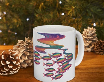 Vibrant Fantasy Fish Mug: Colorful Ceramic Coffee Cup