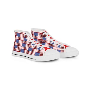 USA Flag High Top Sneakers: Patriotic Canvas Shoes