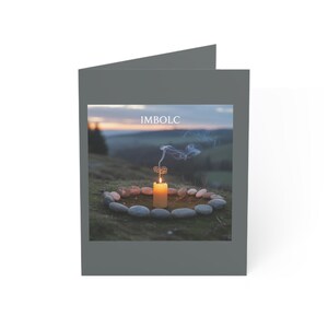Cartes de voeux Imbolc, célébration du sabbat (gris), fête païenne de Brighid, lot de 10 cartes de correspondance de l'équinoxe de printemps, roue de l'année, fin