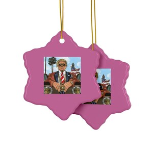 Trump Gangster Ornament (Lt. Pink) Funny Donald Trump Christmas Decor| Political Holiday Gift |MAGA Tree Decoration | Patriotic Ornament USA