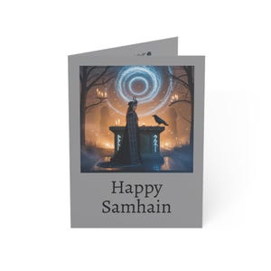 Cartes de voeux Samhain (gris) - Connexion esprit magique, parfaites pour les sorcières, les célébrations d'automne, cadeau unique, cartes d'Halloween, [...]
