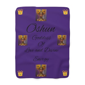 Oshun Yoruba Goddess Sherpa Blanket: Afrocentric Home Decor Throw