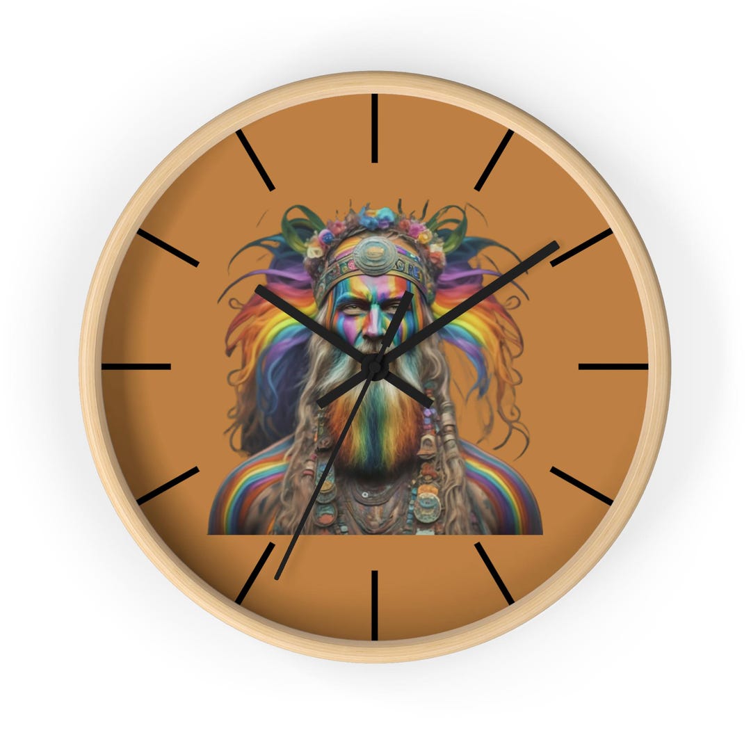 Clock God God Wall Clock (lt. Brown) - Witchy Décor, Hippie Décor, Psychedelic ...