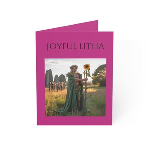 Tarjetas de felicitación Litha, (rosa) Solsticio de verano, Cuerno solar, Dios pagano, Sabbath, Wiccan, 10, 30, 50 piezas, Tarjetas hechas a mano,