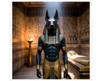 アヌビスのポスター：エジプトの装飾、古代神話の壁画