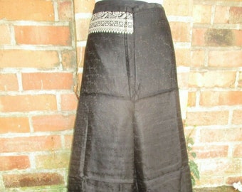 Seidenhose Sari Hose Haremshose Pumphose Hippie Ethno Goa Yogahose Wickelhose schwarz