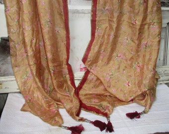Foulard en soie Foulard en soie Étole Écharpe 2,00 x 50 cm Motif noble Hippie ethno Goa coloré beige 22 bandeau de cheveux clair