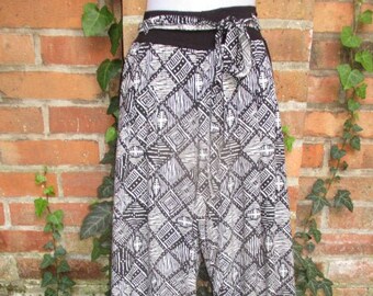 Pantalon Été Harem Pantalon Pompe Pantalon Tissu Pantalon Hippie Ethno Goa Batik Nouveau S-XL Coloré Noir BlancPattern Sacs Ceinture