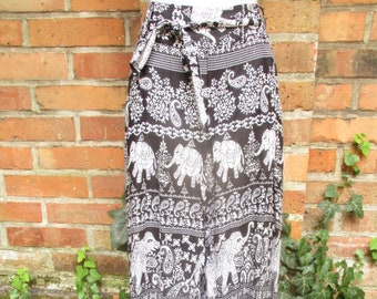 Broek zomer harem broek broeken broek hippie etnisch Goa S-XL Zwart wit olifant