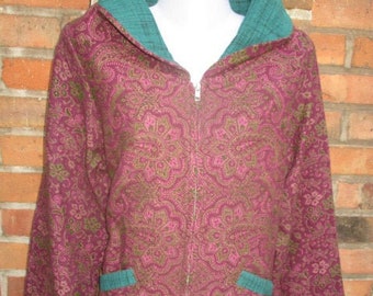 Damen Jacke Gr. M XL Kragen Goa Hippie Alternativ Mittelalter Wolljacke lila grün Übergangsjacke