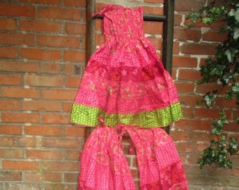 Kinder Kleid Rock Hippie Goa Sommerkleid Mädchen rosa rot bunt Strandkleid geblümt