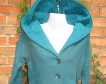 Jacke Kurzjacke Winterjacke Wolljacke Wolle blau petrol Schurwolle gefilzt XS S M   Damenjacke gewalkt gefilzt Fair