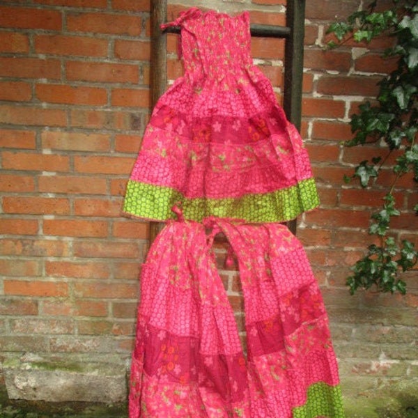 Des enfants robe jupe hippie Goa d’été robe fille rose rouge coloré plage robe Blogs