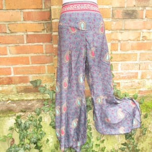Silk Pants Sari Pants Harem Pants Skirt Skirt Silk Hippie Goa Yoga Pants Colorful Purple Blue Summer Pants 24