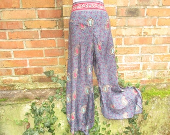 Silk trousers Sari trousers Harem trousers trousers skirt skirt silk hippie Goa yoga trousers colorful purple blue summer trousers 24