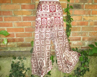 Pantalones de seda Pantalones sari pantalones harén pantalones falda falda hippie de seda Goa pantalones de yoga coloridos pantalones de verano étnicos indios elefante