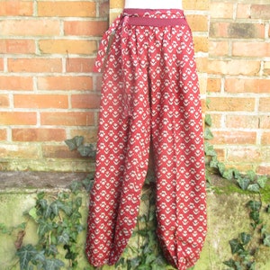 Pants summer harem pants baggy pants fabric pants hippie ethno goa batik new S-XL colorful red pattern pockets belt