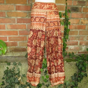 Pants Summer Harem Pants Baggy Pants Silk Pants Silk Hippie Ethno Goa Colorful M L Beige Brown Indian Nepal 24