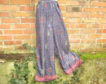 Silk trousers Sari trousers Harem trousers trousers skirt skirt silk hippie Goa yoga trousers colorful green summer trousers 24