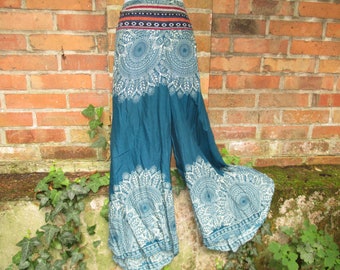 Hose Sommer Haremshose Pumphose Stoffhose Hippie Ethno Goa Batik Neu S-XL bunt blau petrol Muster Mandala 24