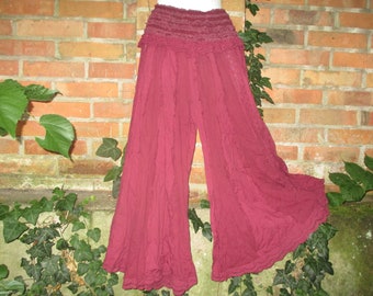 Rock Hosenrock Lang Maxi Rock Spitze free S M L XL Mittelalter ethno rot bordeaux Hippie Goa Einheitsgröße