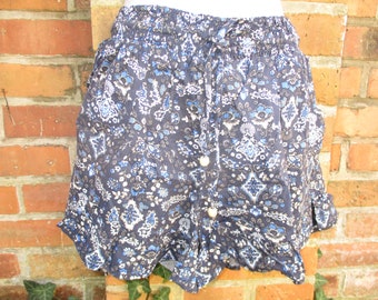 Short Pants Shorts Bermuda Viscose Pants Pants Pants Skirt Ruffles Hippie Goa Colorful Blue White Summer Pants