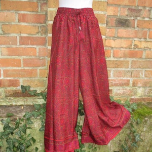 Silk pants Sari pants Harem pants Skirt skirt Silk Hippie Goa Yoga pants colorful red Summer pants 01
