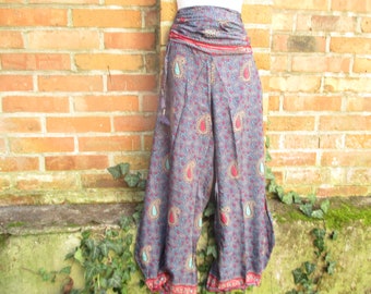 Silk trousers Sari trousers harem trousers trousers skirt skirt silk hippie Goa yoga trousers colorful blue orange summer trousers PW 05 24